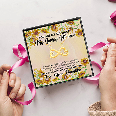Sunflower To My Mom You Are The Light I An Always Count On You Make Me Happy Infinity Heart Pendant Necklace