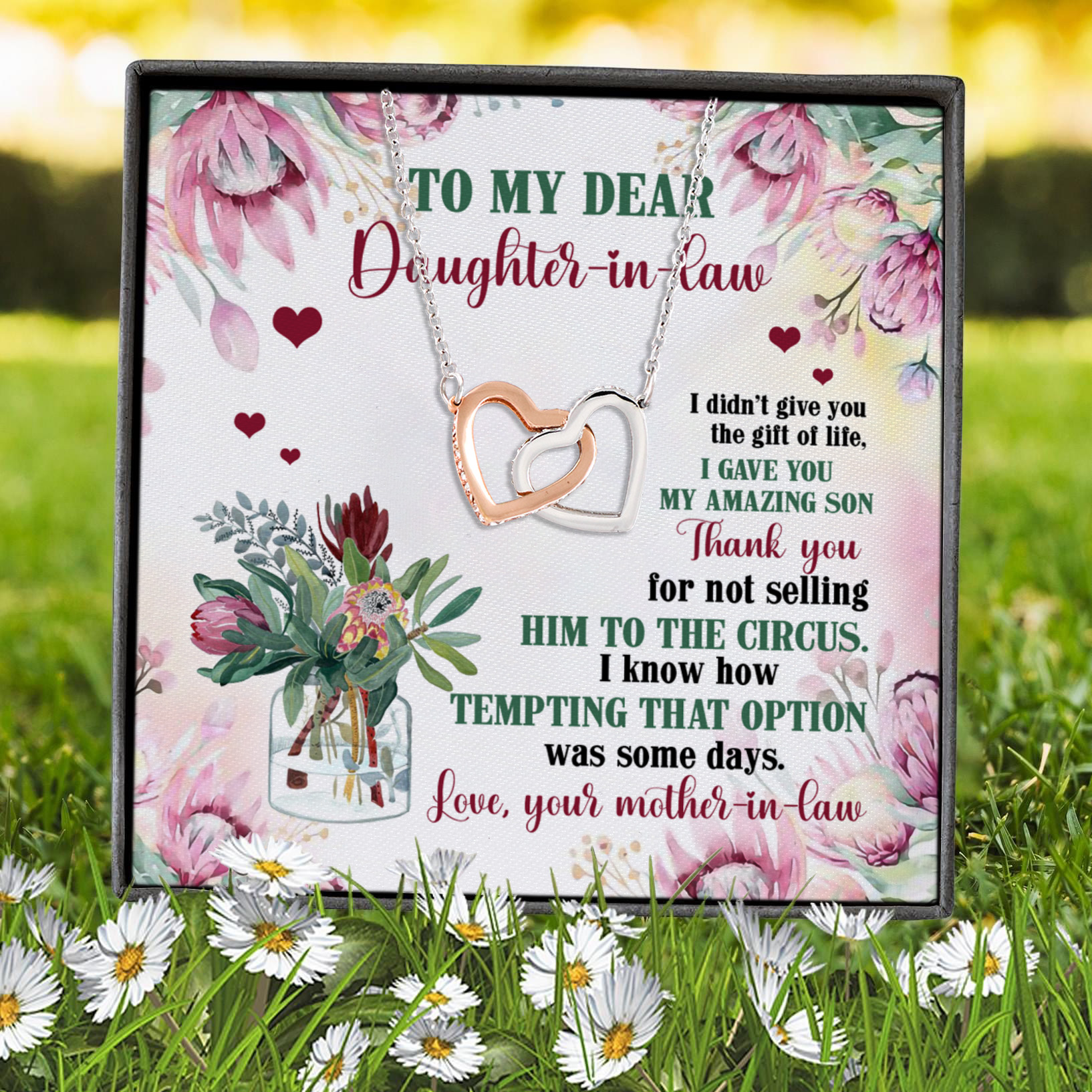 1N.To My Dear Daughter In Law (4) Interlocking Hearts Necklace 7