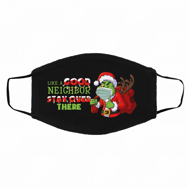 8VT. Like A Good Neighbor Grinch, Black, Cloth Face Cover – Medium/Large
