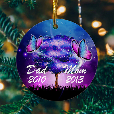 Alternative view of Personalized Mom and Dad Memorial Christmas Ornament - Loss of Parents Sympathy Gift