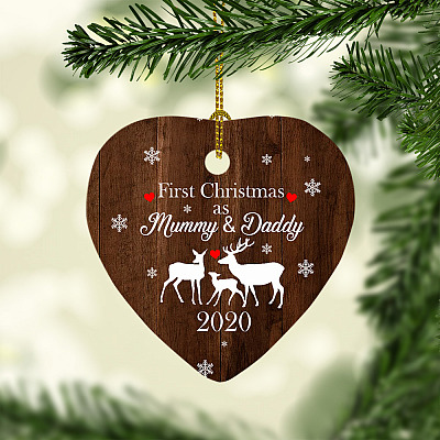 Alternative view of First Christmas As Mummy And Daddy 2020 Heart Ornament - Holiday Baby First Christmas Decoration Gift