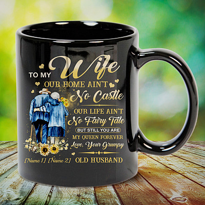 Alternative view of Personalized Husband To My Wife Our Home Ain't No Castle Our Life Ceramic Coffee Mug - Water Bottle