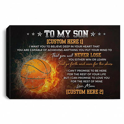 Personalized Basketball Mom To My Son Canvas, White, 0.75'' Framed Canvas