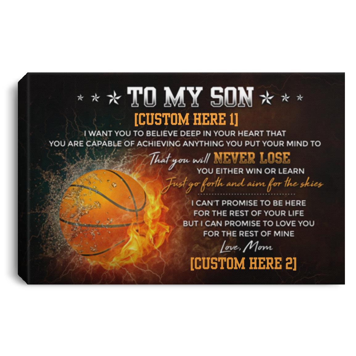 Personalized Basketball Mom To My Son Canvas, White, 0.75'' Framed Canvas Personalized Basketball Mom To My Son Canvas, White, 0.75'' Framed Canvas