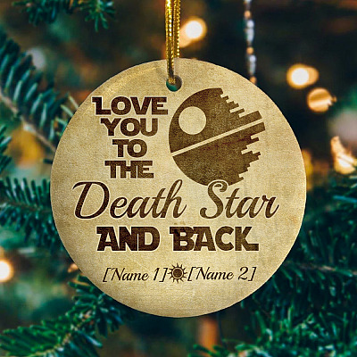 Alternative view of Personalized Love You To The Death Star And Back Christmas Ornament - Wedding Ornament - Couple Ornament
