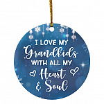1VT. I Love My Grandkids, White, Circle Ornament 1VT. I Love My Grandkids, White, Circle Ornament