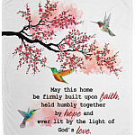 May This Home Built Upon Faith Mink Blanket, White, Cozy Plush Fleece Blanket - 50x60