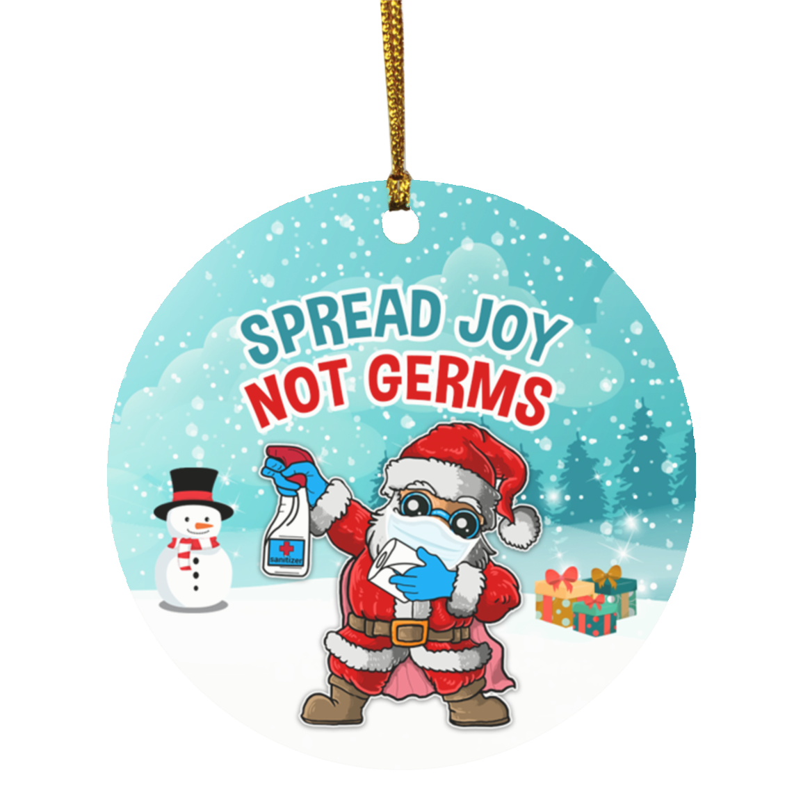 Santa Wearing Mask Spread Joy Not Germ Funny Quarantine Christmas 2020 Pandemic Circle Ornament Keepsake, White, Circle Ornament Santa Wearing Mask Spread Joy Not Germ Funny Quarantine Christmas 2020 Pandemic Circle Ornament Keepsake, White, Circle Ornament