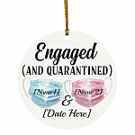 Personalized Engaged Ornament, White, Circle Ornament