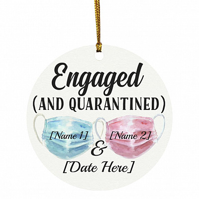 Personalized Engaged Ornament, White, Circle Ornament