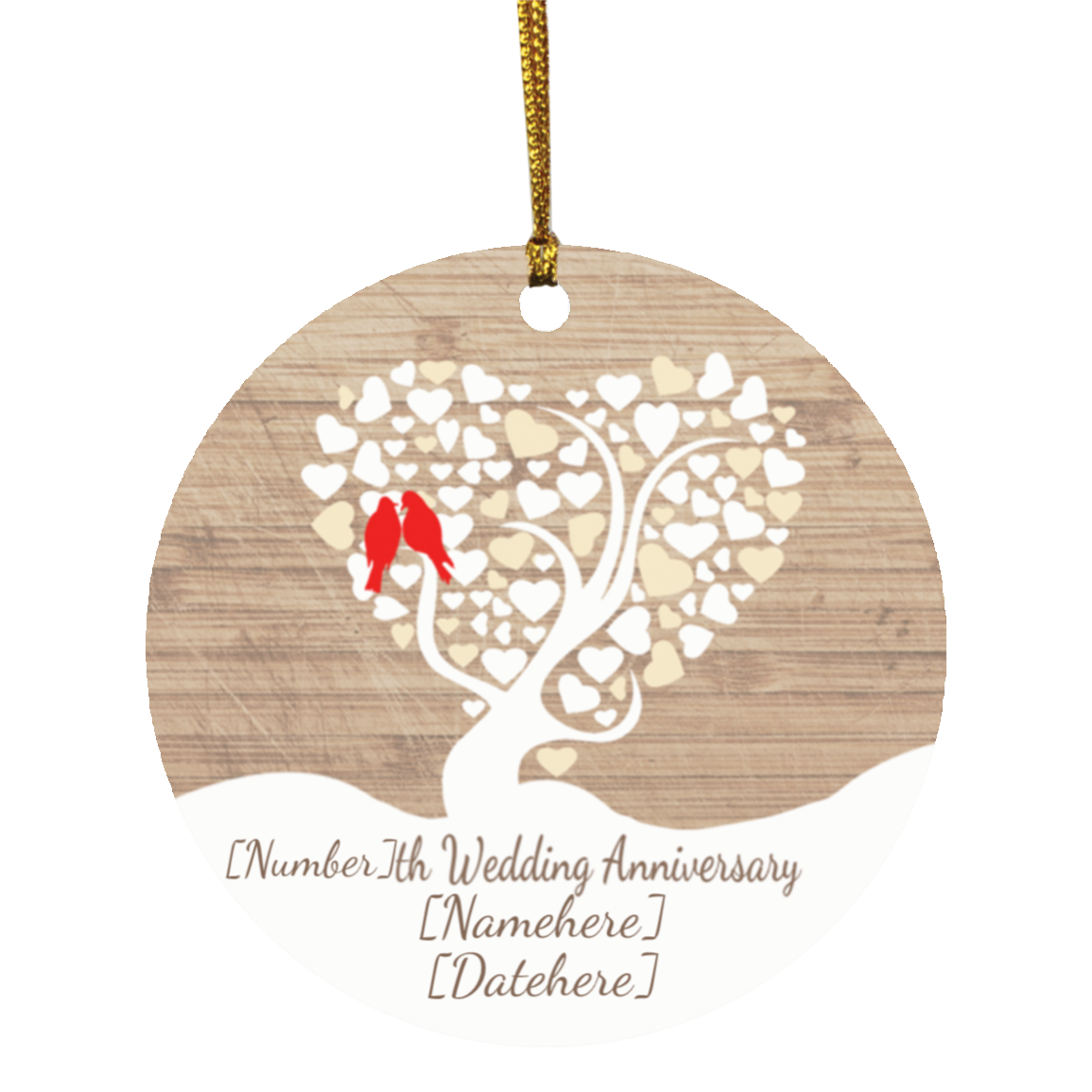 Personalized Wedding Anniversary Decorative Christmas Ornament - Holiday Flat Circle Ornament, White, Circle Ornament Personalized Wedding Anniversary Decorative Christmas Ornament - Holiday Flat Circle Ornament, White, Circle Ornament