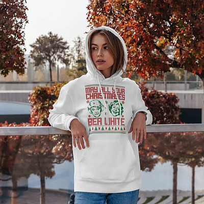 Alternative view of May All Your Christmases Bea White Funny Golden Girls Ugly Christmas Sweater Hoodie - Sweatshirt