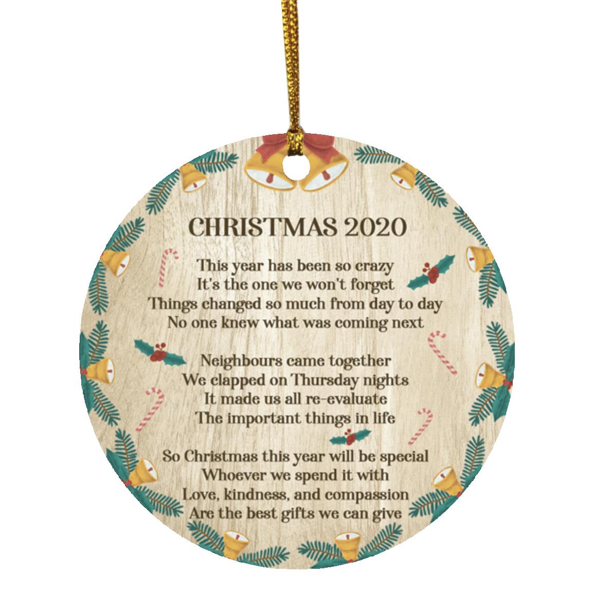 2020 Christmas Lockdown Ornament, White, Circle Ornament 2020 Christmas Lockdown Ornament, White, Circle Ornament