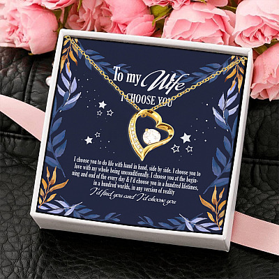 Alternative view of To My Wife I Choose You To Do Life With Hand In Hand Side By Side Forever Love Pendant Necklace