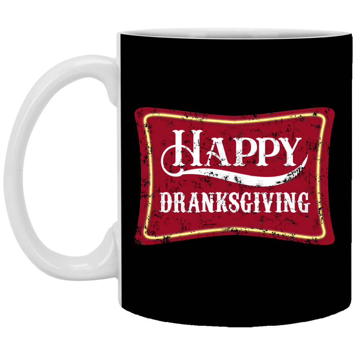 Happy Dranksgiving Ceramic Coffee Mug - Beer Stein - Water Bottle - Color Changing Mug, Black, 11 oz. White Mug Happy Dranksgiving Ceramic Coffee Mug - Beer Stein - Water Bottle - Color Changing Mug, Black, 11 oz. White Mug