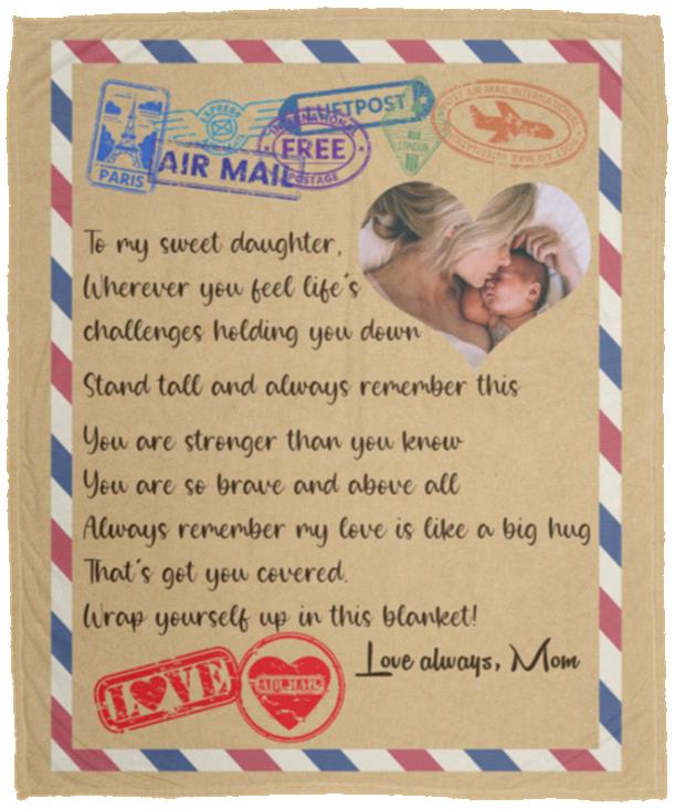 Personalized Photo Blanket From Mom, White, Cozy Plush Fleece Blanket - 50x60