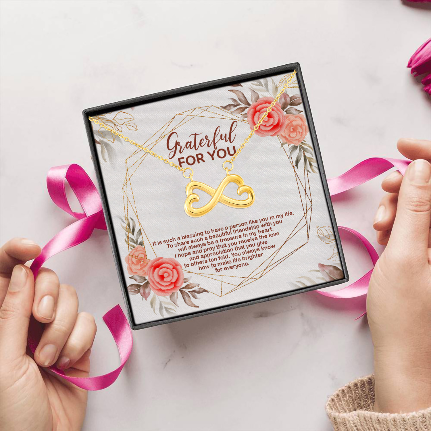 2MH. Blessing(4) Infinity Heart Necklace (Gold) 5