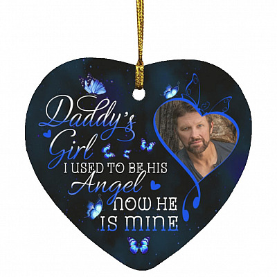 Personalized Photo Daddy Heart Ornament, White, Heart Ornament