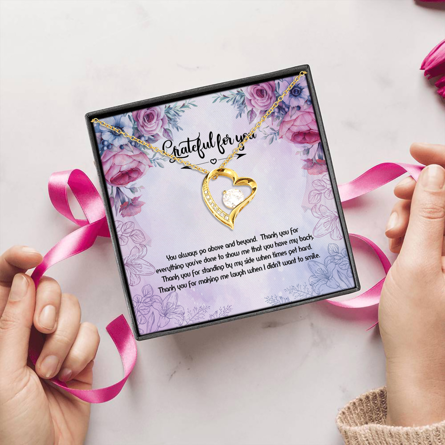 1MH. Grateful (4) Forever Love Necklace (Gold) 5