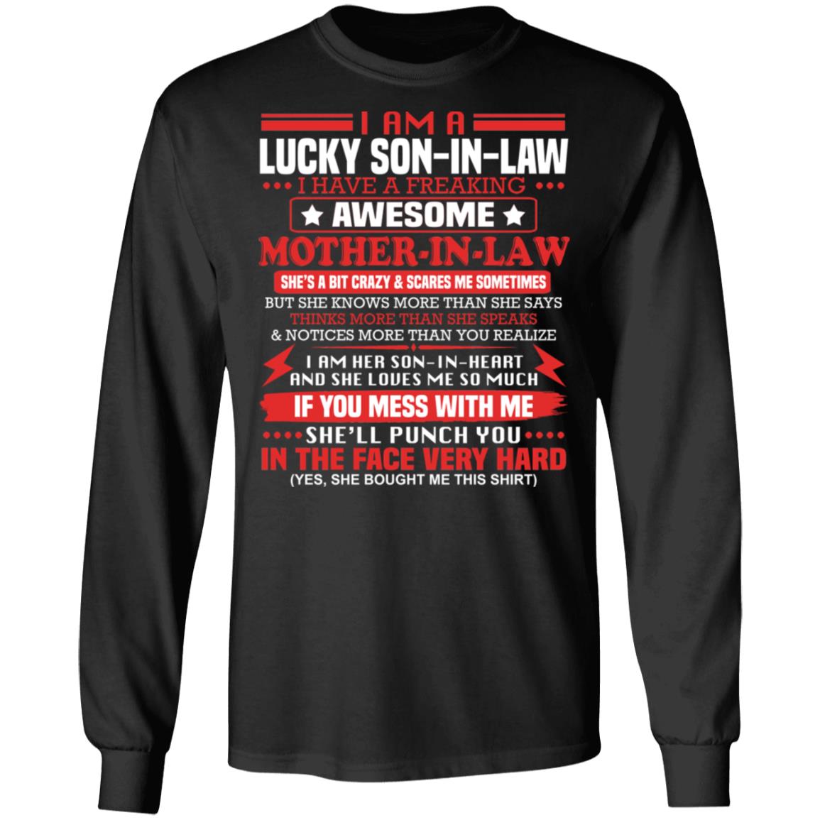 I Am A Lucky Son In Law Hoodie, Black, Long Sleeve