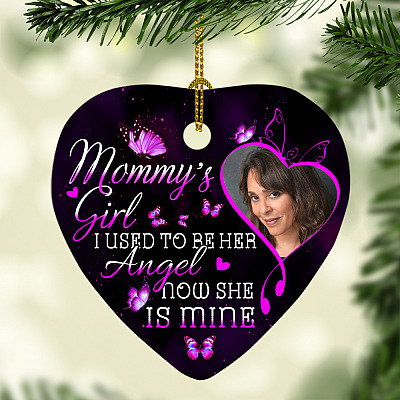 Alternative view of Personalized Photo Mommy's Girl I Used To Be Her Angel Now She Is Mine Memorial Heart Ornament Keepsake