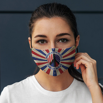 Alternative view of Imagine All The People Living Life In Peace Reusable Washable Custom Printed Cloth Face Mask