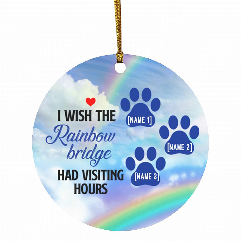 10VT. I Wish The Rainbow 1 Dogpaw 3-customized Personalized I Wish The Rainbow 3 Ornament, White, Circle Ornament