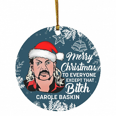 Merry Christmas Everyone Ornament, White, Circle Ornament