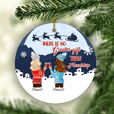 Alternative view of Personalized Christmas Ornaments 2020 There Is No Greater Gift Than Friendship Holiday Flat Circle Ornament