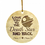 Personalized Love You To The Death Star And Back Christmas Ornament - Wedding Ornament - Couple Ornament, White, Circle Ornament Personalized Love You To The Death Star And Back Christmas Ornament - Wedding Ornament - Couple Ornament, White, Circle Ornament