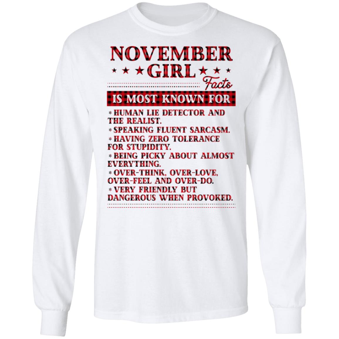 5. Girl Facts 11, White, Long Sleeve