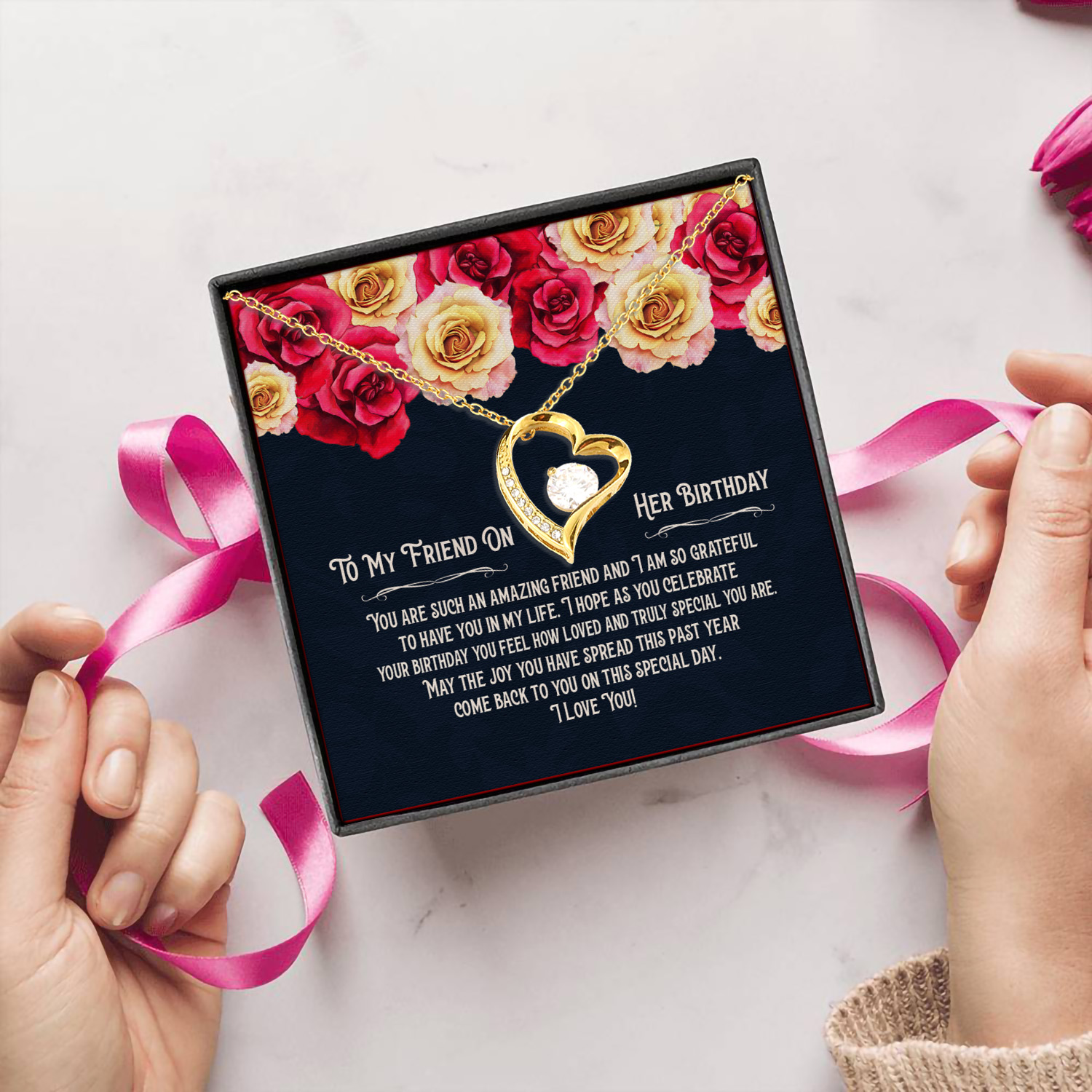 7MH. HPBD (Message Card Forever Love Necklace (Gold) 5