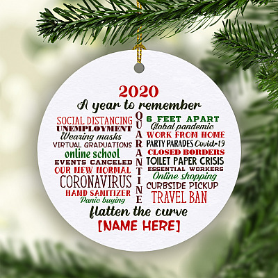 Alternative view of Personalized Christmas Ornament 2020 Quarantine Pandemic Christmas Ornament - 2020 Year To Remember Ornament