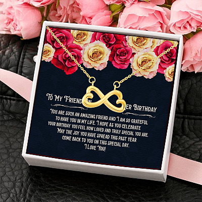 Happy Birthday Infinity Heart Pendant Necklace - Best Friend Birthday Jewelry Gift For Women