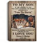 Personalized Photo Dad To Son, White, 0.75'' Framed Canvas