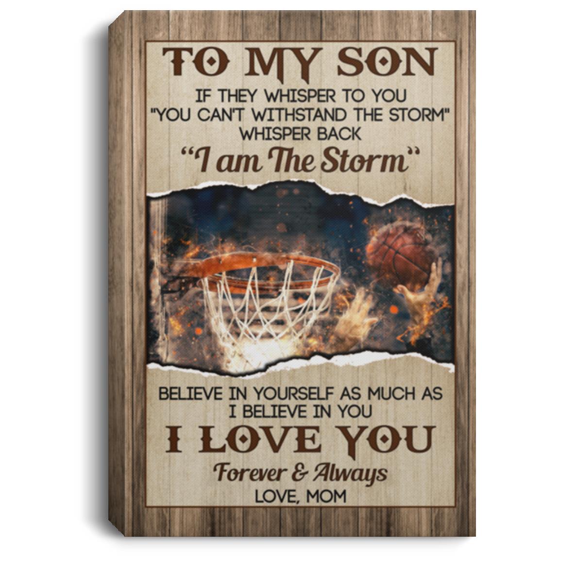 Personalized Photo Mom To Son, White, 0.75'' Framed Canvas