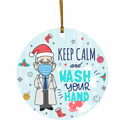 40TR. dr fauci, White, Circle Ornament