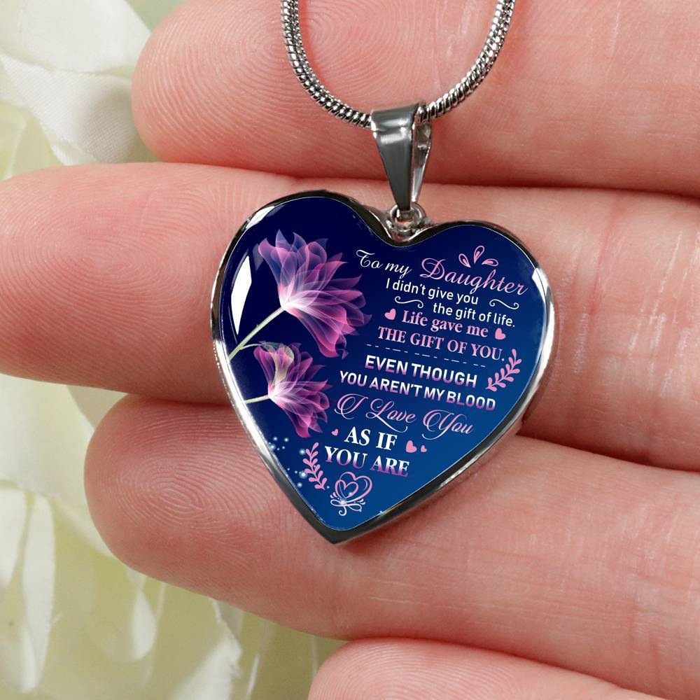 To My Bonus Daughter I Didn't Give You The Gift Of Life Life Gave Me The Gift Of You Heart Pendant Necklace - Heart Luxury Necklace (Silver) To My Bonus Daughter I Didn't Give You The Gift Of Life Life Gave Me The Gift Of You Heart Pendant Necklace - Heart Luxury Necklace (Silver)