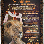 Dad To My Son I Asked God, White, Cozy Plush Fleece Blanket - 50x60