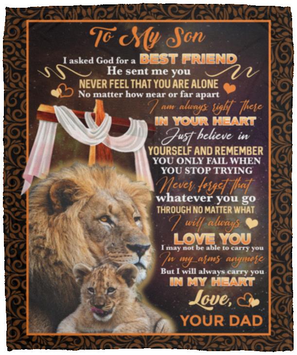 Dad To My Son I Asked God, White, Cozy Plush Fleece Blanket - 50x60
