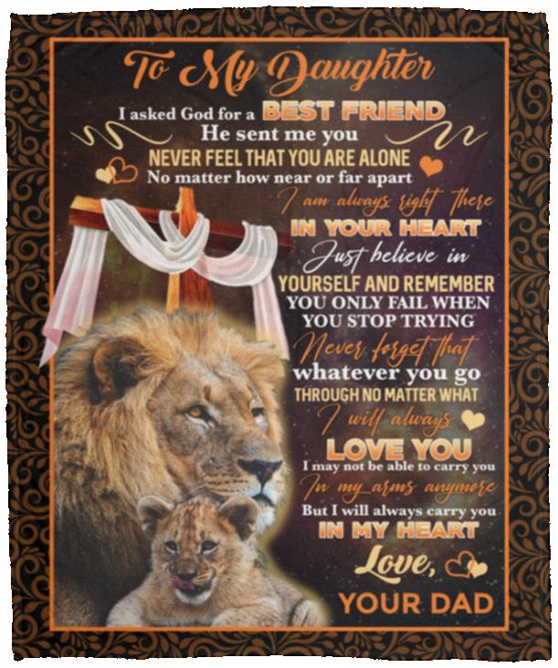 Dad To My Daughter I Asked God, White, Cozy Plush Fleece Blanket - 50x60