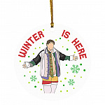 Winter Is Here Funny Friends, White, Circle Ornament