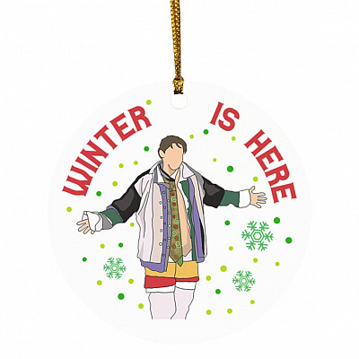Winter Is Here Funny Friends, White, Circle Ornament