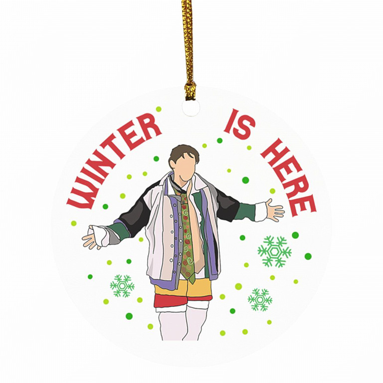 Winter Is Here Funny Friends, White, Circle Ornament