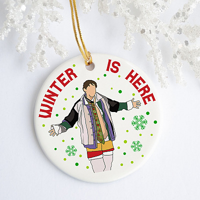Alternative view of Winter Is Here Funny Friends Joey Christmas Holiday Circle Ornament Keepsake