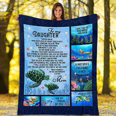 Alternative view of To My Daughter I Never Knew How Much My Heart Sea Turtle Fleece Blanket - Mink Sherpa Blanket - Woven Blanket