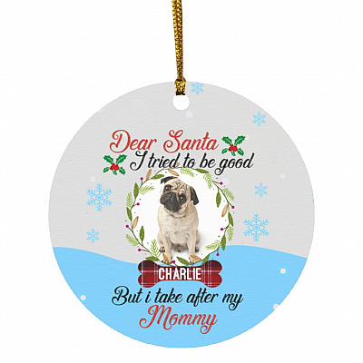 Personalized Photo Dear Santa, White, Circle Ornament