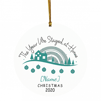 Personalized Pandemic Lockdown 2020 Christmas Ornament - The Year We Stayed At Home Holiday Decoration, White, Circle Ornament