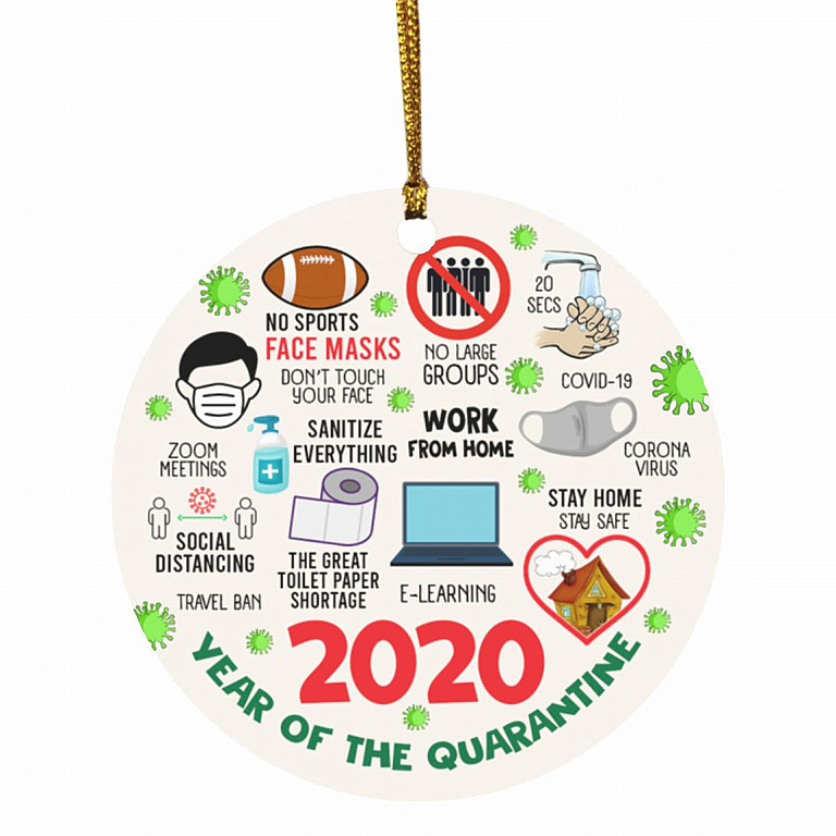 2020 Year of The Quarantine Ornament, White, Circle Ornament