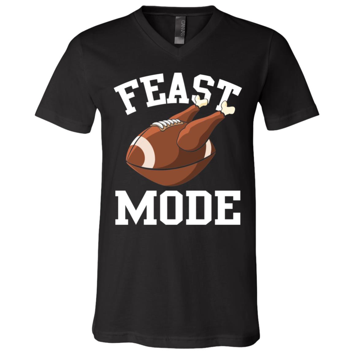 22TR. FEAST MODE (3) Feast Mode Funny T-Shirt - V Neck, Black, V-Neck T-Shirt